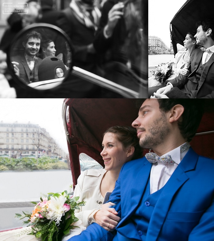 Promenade des mariés en touk touk dans Paris